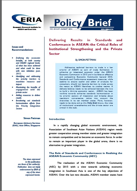 Delivering Results in Standards and Conformance in ASEAN: the Critical Roles of Institutional Strenghthening and the Private Sector