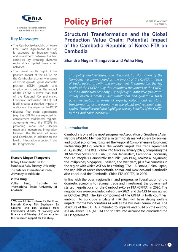 Structural Transformation and the Global Production Value Chain: Potential Impact of the Cambodia-Republic of Korea FTA on Cambodia