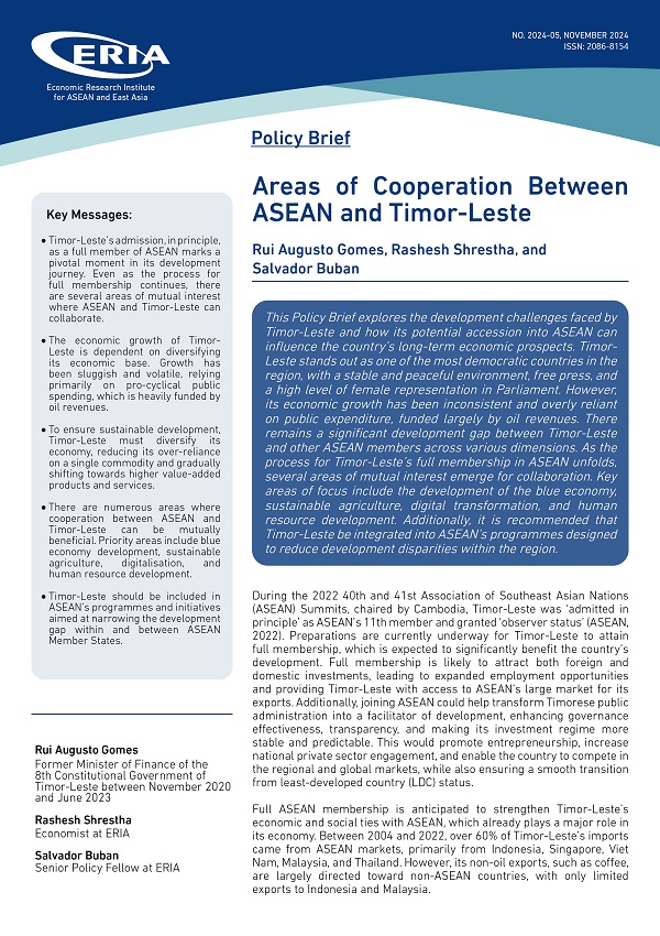 Areas of Cooperation Between ASEAN and Timor-Leste