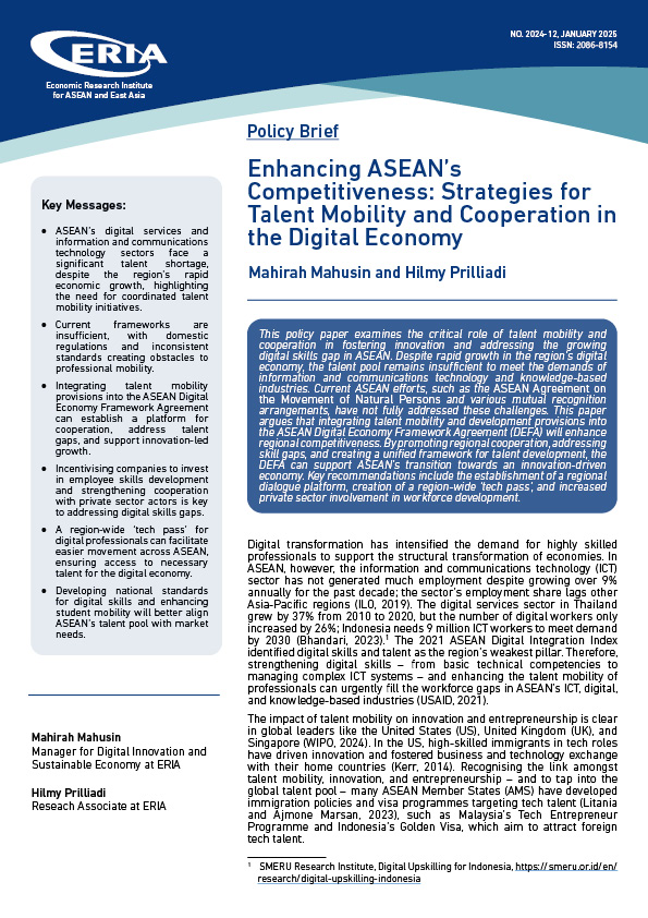 Enhancing ASEAN’s Competitiveness: Strategies for Talent Mobility and Cooperation in the Digital Economy